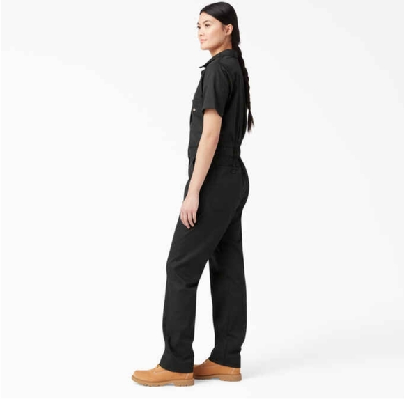 Dickie's Women's Black FLEX Cooling Short Sleeve Coveralls Jumpsuit Large - Picture 2 of 8